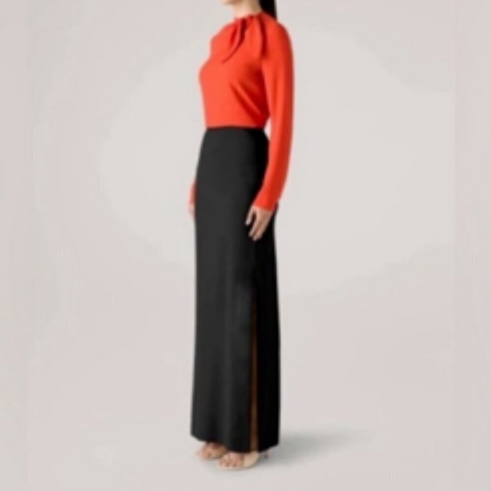 St. John Santana Knit Maxi Skirt Black Full Length Formal 10